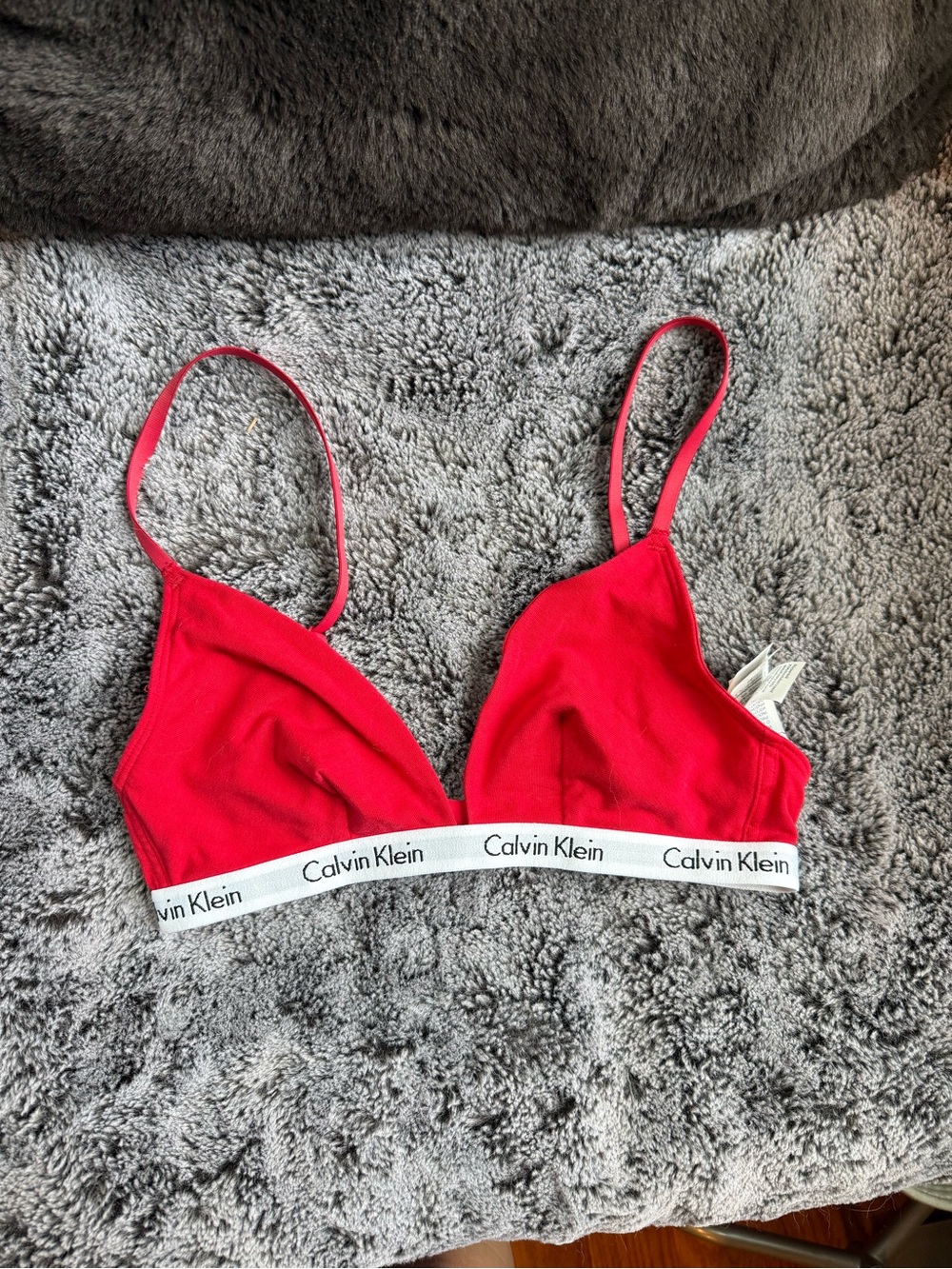 Calvin Klein Red Logo Band Triangle Bralette